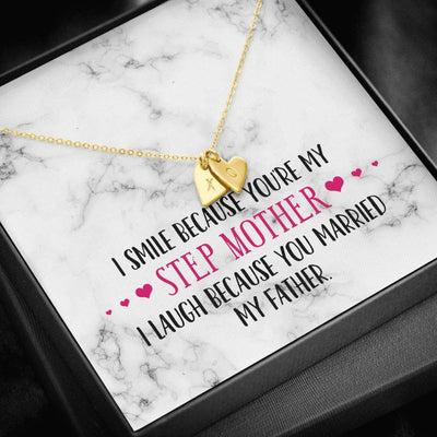 I Smile Because Youre My Step Mother, Gift For Step Mother Sweetest Hearts Necklace From Daughter In Law