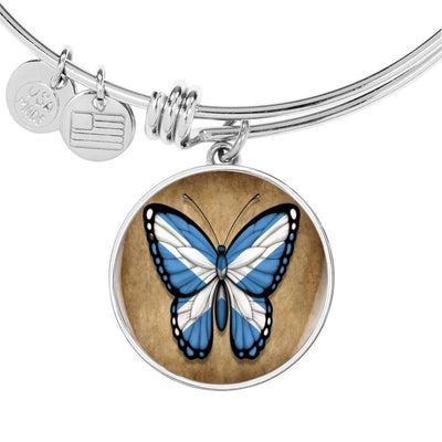 Scottish Flag Butterfly Bracelet - Luxury Circle Bangle Bracelet Gift Idea