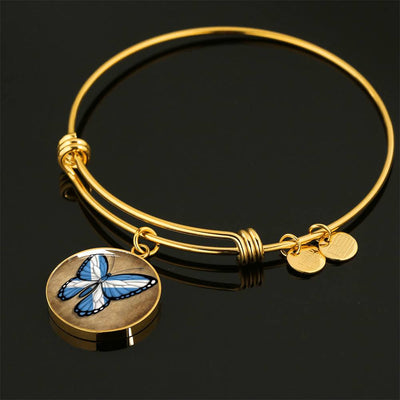 Scottish Flag Butterfly Bracelet - Luxury Circle Bangle Bracelet Gift Idea
