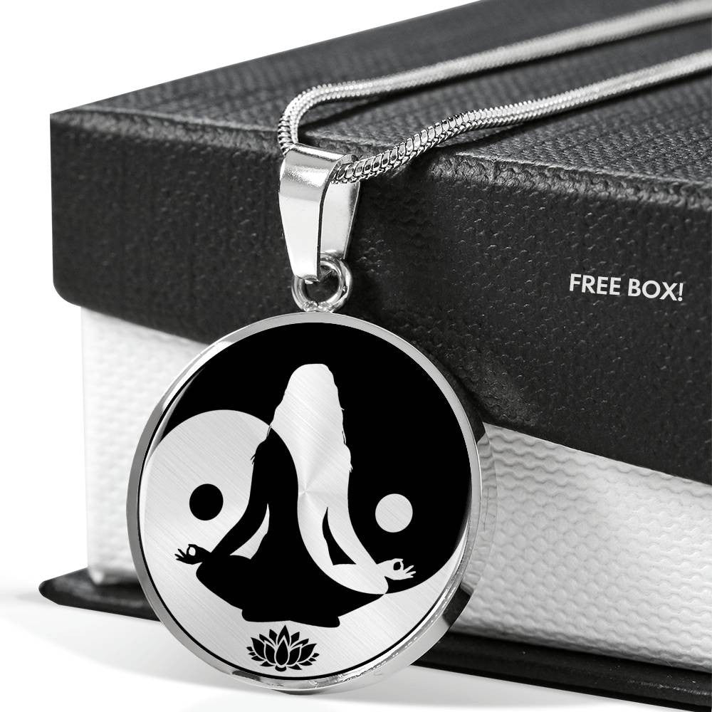 Elegant Yin And Yang Lotus, Yoga And Meditation Necklace - Luxury Circle Pendant Necklace Perfect Gift Idea For Her/Him