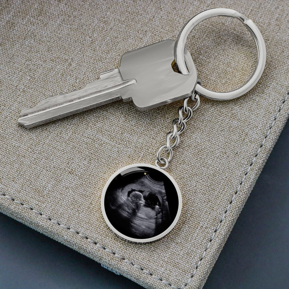 Personalized Photo Ultrasound Keychain For Dads To Be - Circle Keychain Gift Idea