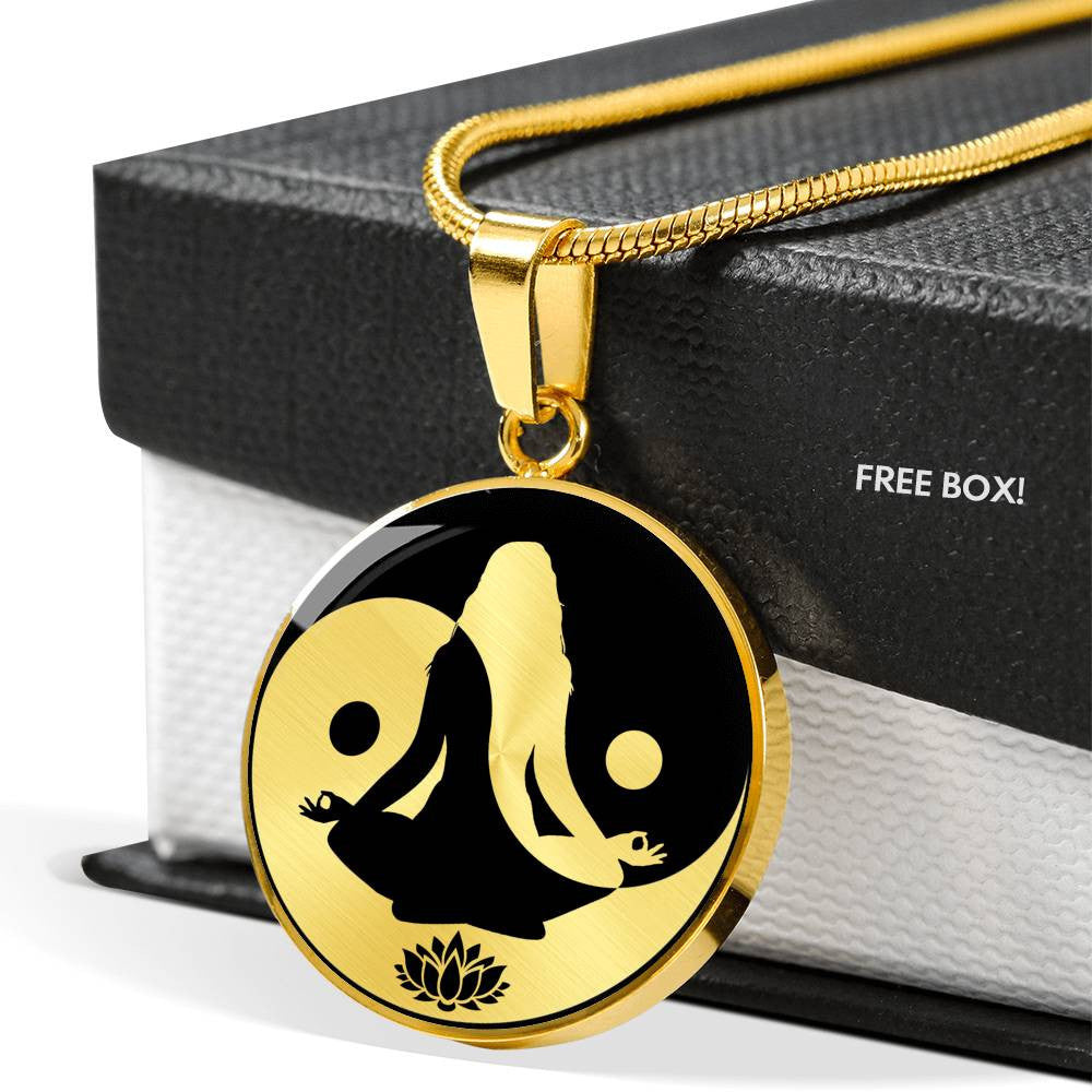 Elegant Yin And Yang Lotus, Yoga And Meditation Necklace - Luxury Circle Pendant Necklace Perfect Gift Idea For Her/Him