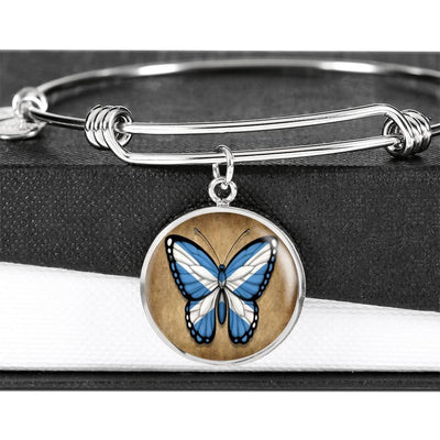 Scottish Flag Butterfly Bracelet - Luxury Circle Bangle Bracelet Gift Idea