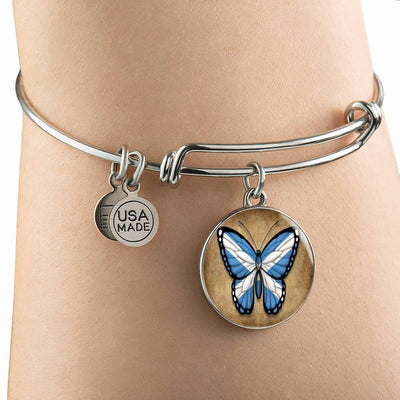 Scottish Flag Butterfly Bracelet - Luxury Circle Bangle Bracelet Gift Idea