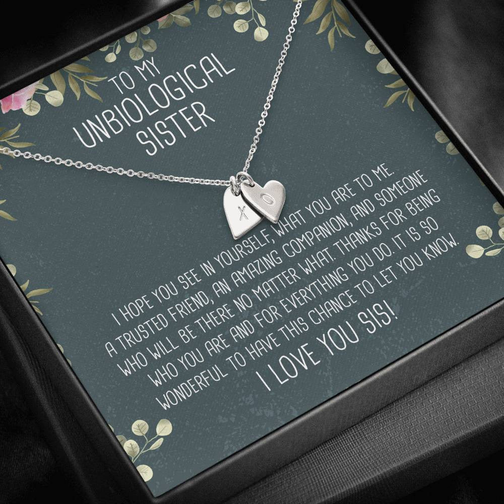 I Love You Sis - Unbiological Sister - Jewels Girl Gift For Her - Sweetest Hearts Necklace Gift For Sister