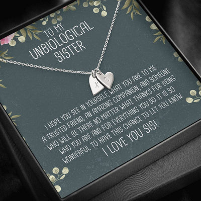 I Love You Sis - Unbiological Sister - Jewels Girl Gift For Her - Sweetest Hearts Necklace Gift For Sister