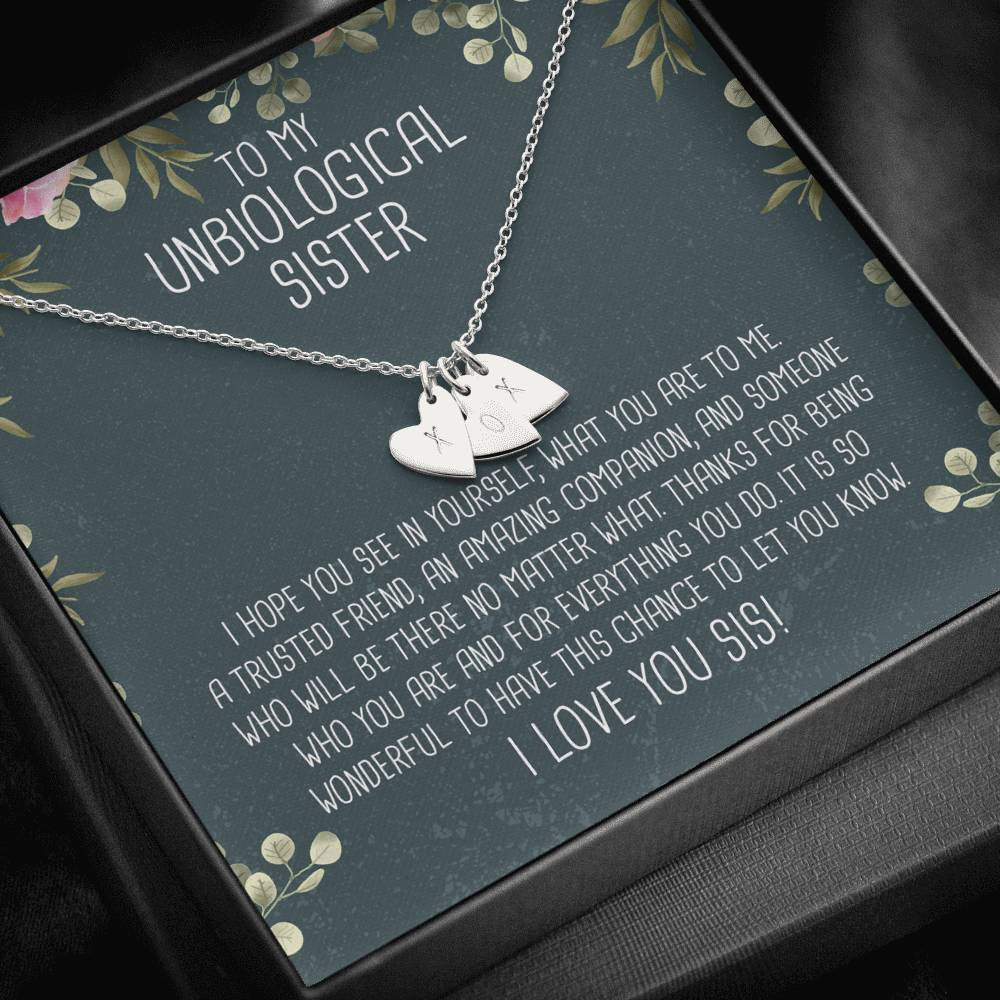 I Love You Sis - Unbiological Sister - Jewels Girl Gift For Her - Sweetest Hearts Necklace Gift For Sister