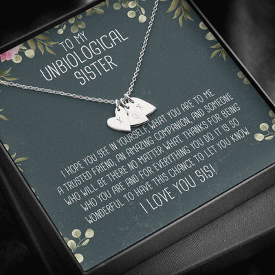 I Love You Sis - Unbiological Sister - Jewels Girl Gift For Her - Sweetest Hearts Necklace Gift For Sister