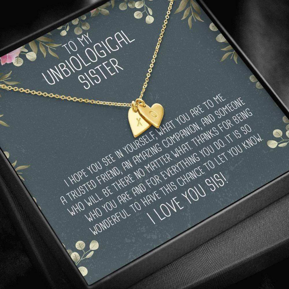 I Love You Sis - Unbiological Sister - Jewels Girl Gift For Her - Sweetest Hearts Necklace Gift For Sister