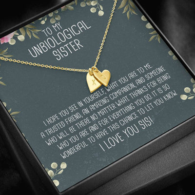 I Love You Sis - Unbiological Sister - Jewels Girl Gift For Her - Sweetest Hearts Necklace Gift For Sister