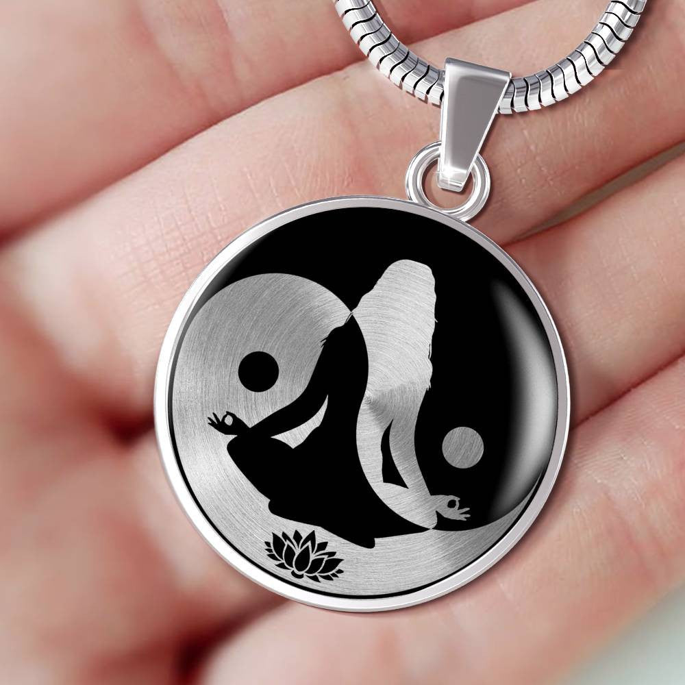 Elegant Yin And Yang Lotus, Yoga And Meditation Necklace - Luxury Circle Pendant Necklace Perfect Gift Idea For Her/Him