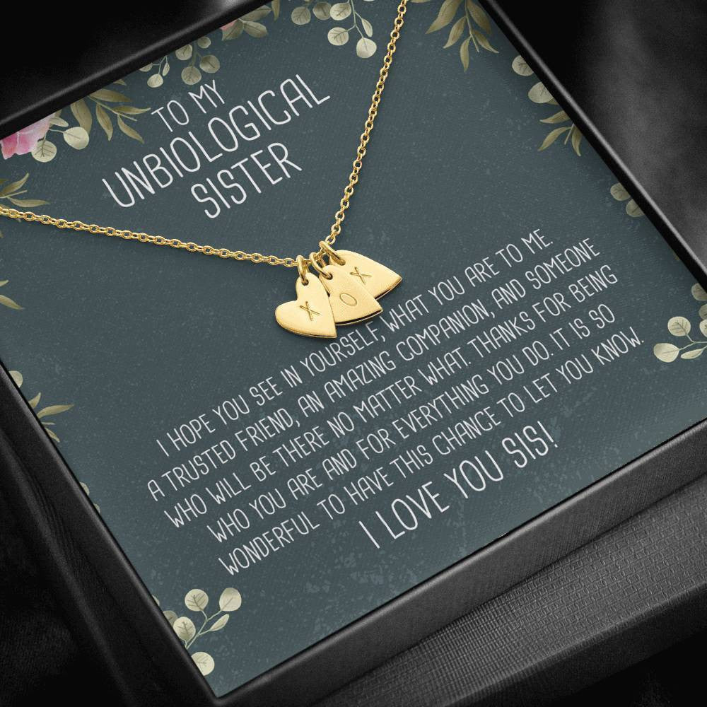 I Love You Sis - Unbiological Sister - Jewels Girl Gift For Her - Sweetest Hearts Necklace Gift For Sister