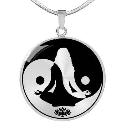 Elegant Yin And Yang Lotus, Yoga And Meditation Necklace - Luxury Circle Pendant Necklace Perfect Gift Idea For Her/Him