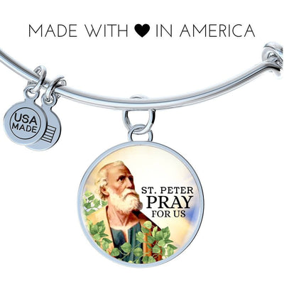 Catholic St. Peter Circle Bangle Bracelet - Luxury Circle Bangle Bracelet Gift Idea