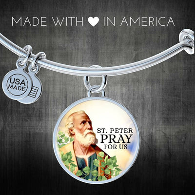 Catholic St. Peter Circle Bangle Bracelet - Luxury Circle Bangle Bracelet Gift Idea