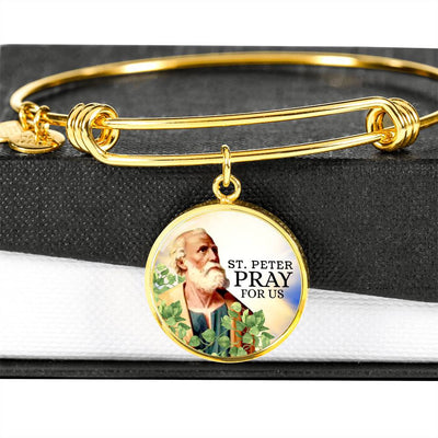 Catholic St. Peter Circle Bangle Bracelet - Luxury Circle Bangle Bracelet Gift Idea
