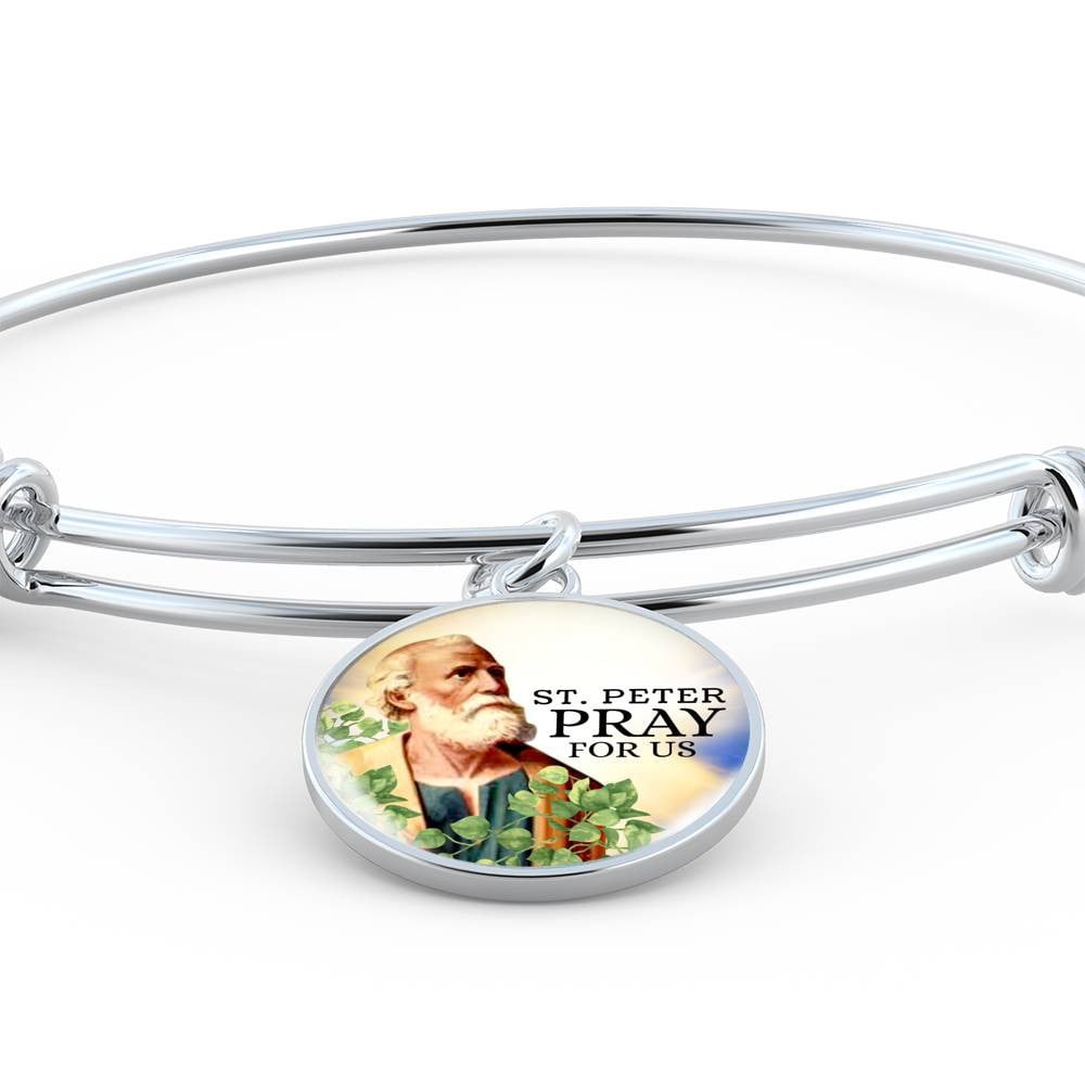 Catholic St. Peter Circle Bangle Bracelet - Luxury Circle Bangle Bracelet Gift Idea