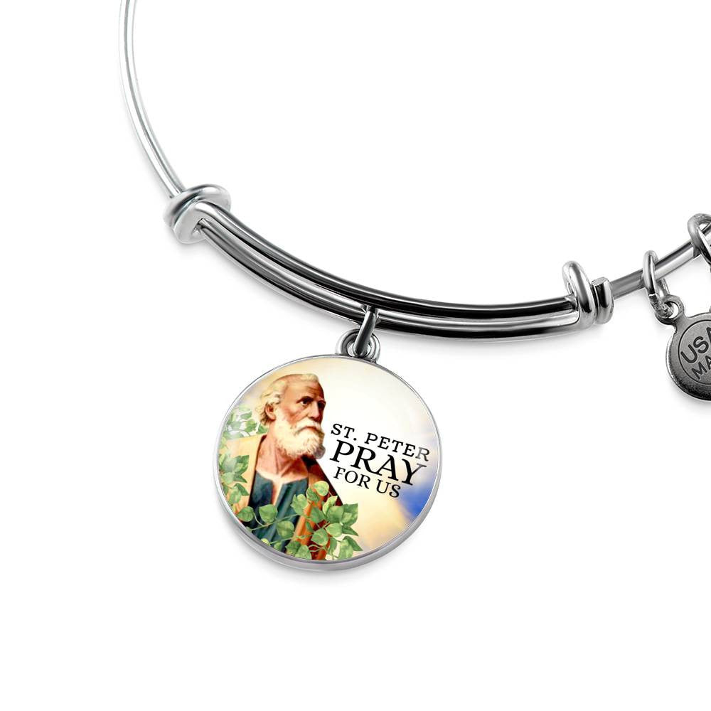Catholic St. Peter Circle Bangle Bracelet - Luxury Circle Bangle Bracelet Gift Idea