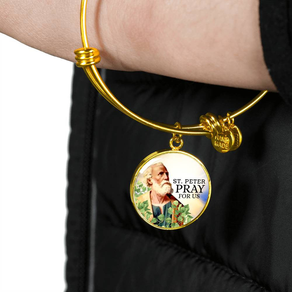 Catholic St. Peter Circle Bangle Bracelet - Luxury Circle Bangle Bracelet Gift Idea