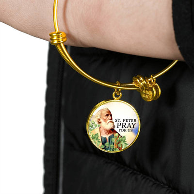 Catholic St. Peter Circle Bangle Bracelet - Luxury Circle Bangle Bracelet Gift Idea