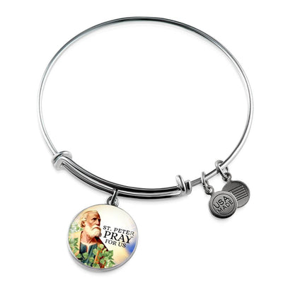 Catholic St. Peter Circle Bangle Bracelet - Luxury Circle Bangle Bracelet Gift Idea