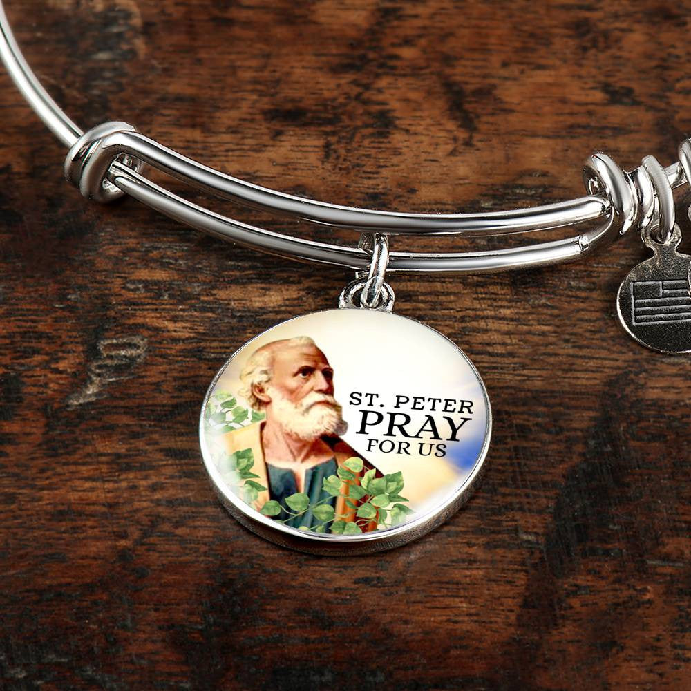 Catholic St. Peter Circle Bangle Bracelet - Luxury Circle Bangle Bracelet Gift Idea