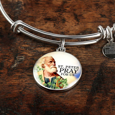Catholic St. Peter Circle Bangle Bracelet - Luxury Circle Bangle Bracelet Gift Idea