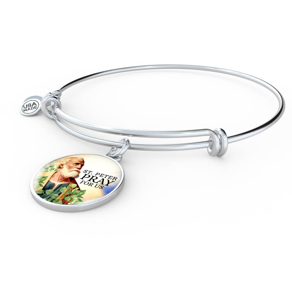 Catholic St. Peter Circle Bangle Bracelet - Luxury Circle Bangle Bracelet Gift Idea