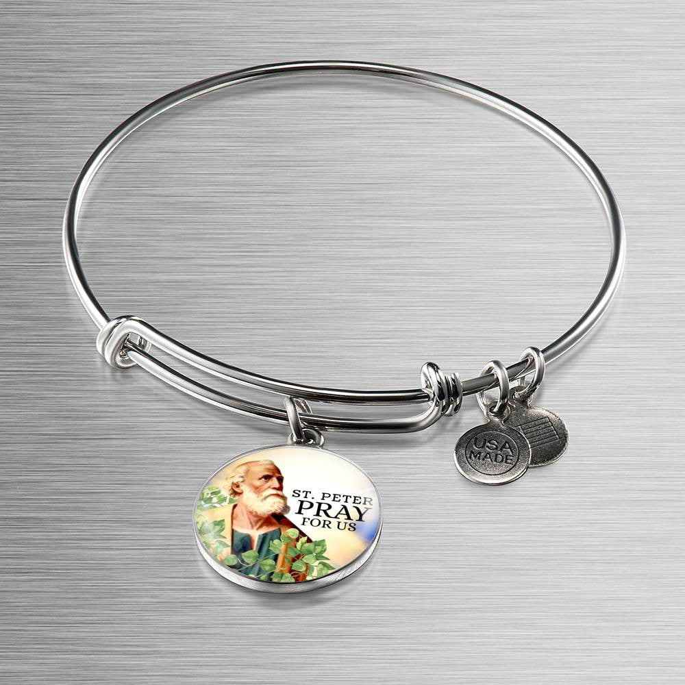 Catholic St. Peter Circle Bangle Bracelet - Luxury Circle Bangle Bracelet Gift Idea