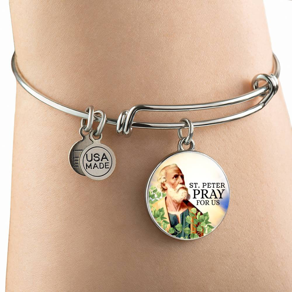 Catholic St. Peter Circle Bangle Bracelet - Luxury Circle Bangle Bracelet Gift Idea