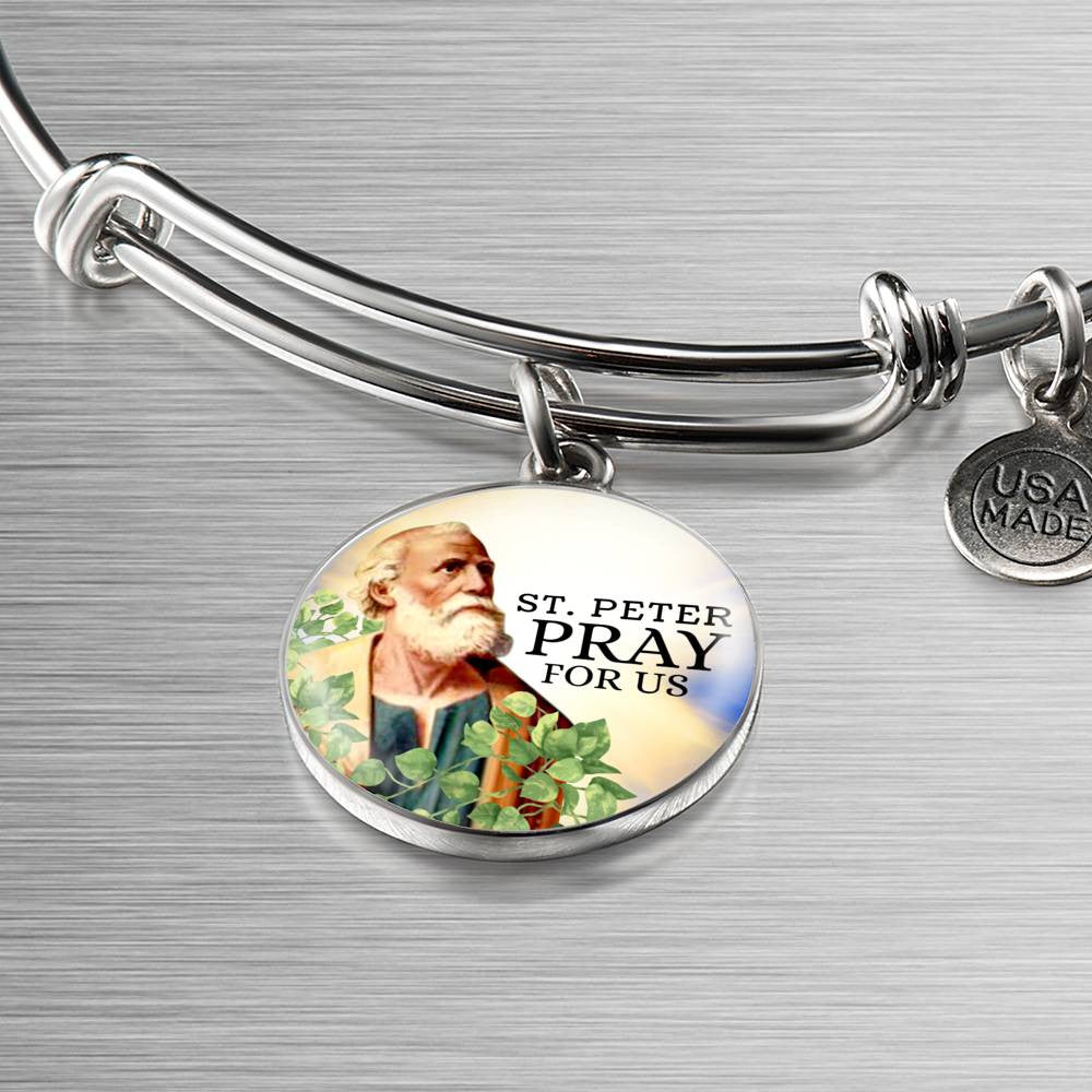 Catholic St. Peter Circle Bangle Bracelet - Luxury Circle Bangle Bracelet Gift Idea