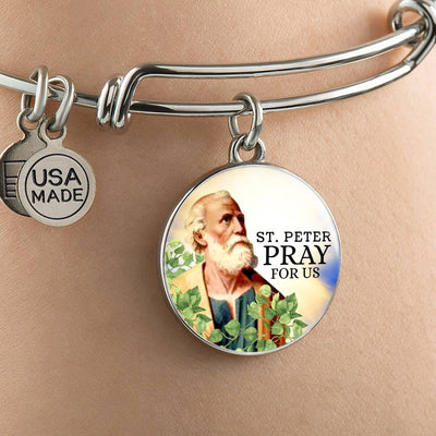 Catholic St. Peter Circle Bangle Bracelet - Luxury Circle Bangle Bracelet Gift Idea