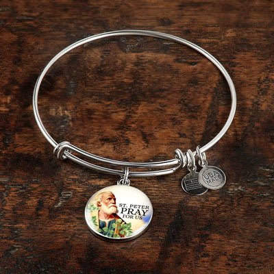 Catholic St. Peter Circle Bangle Bracelet - Luxury Circle Bangle Bracelet Gift Idea