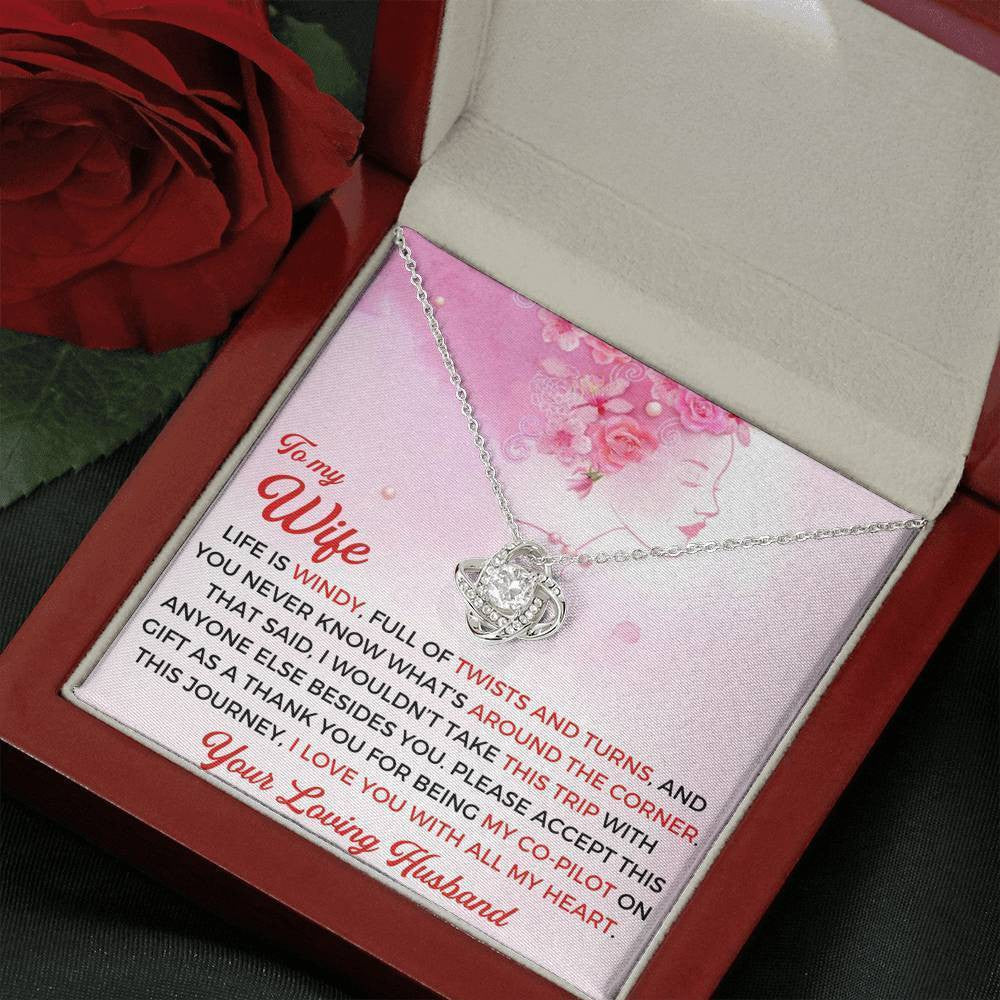To My Wife - Thank You Gift - Love Knot Necklace, Anniversary Gift Ideas For Her