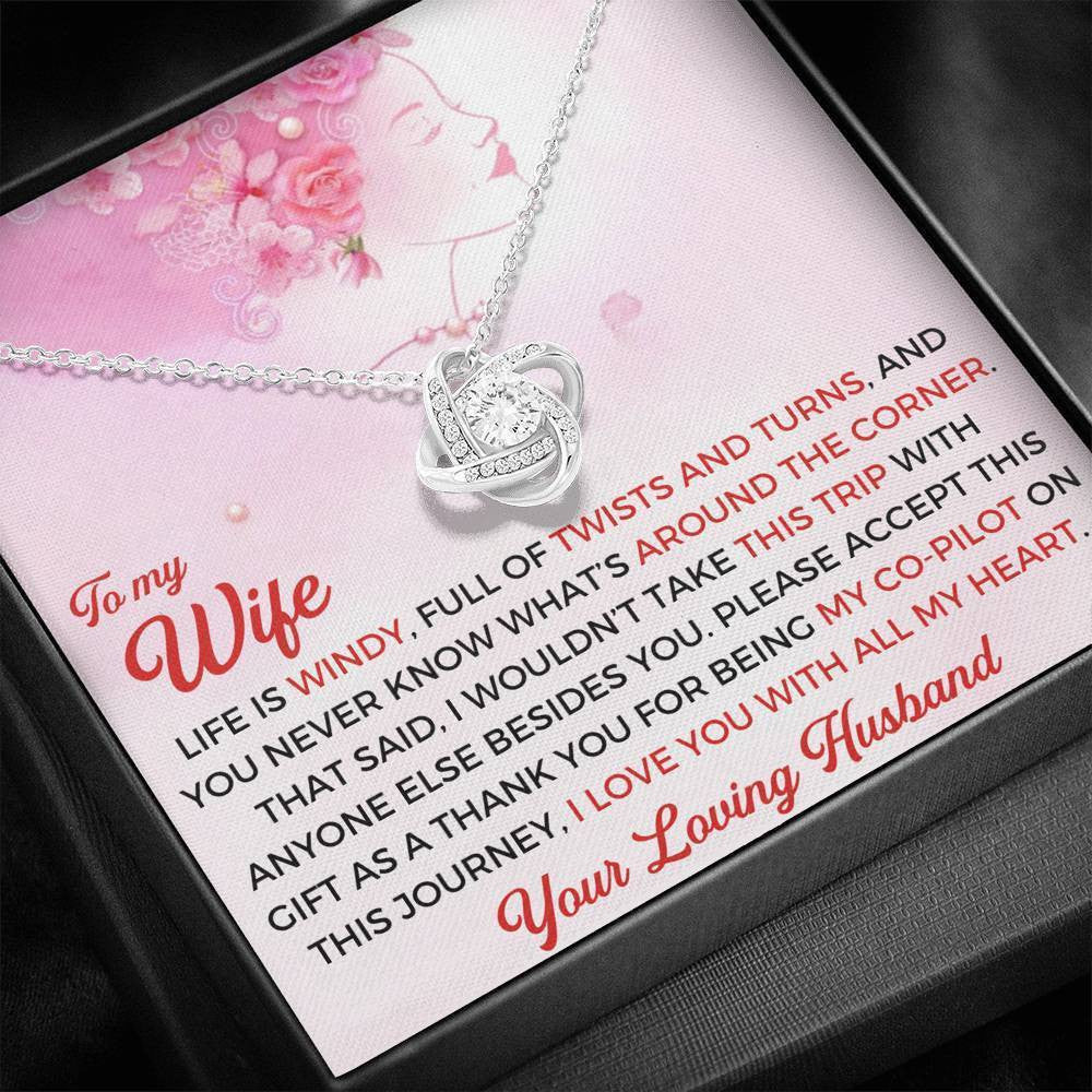 To My Wife - Thank You Gift - Love Knot Necklace, Anniversary Gift Ideas For Her
