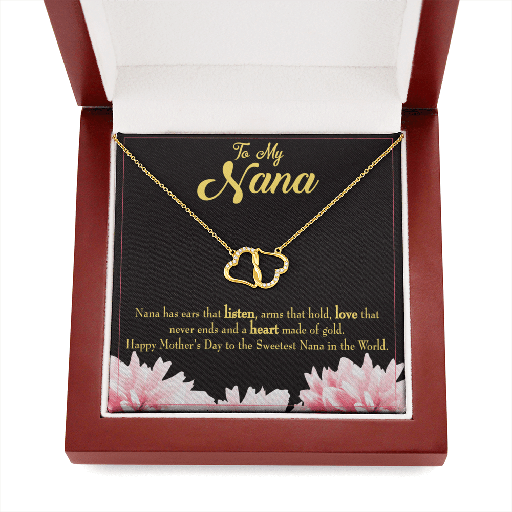 To My Grandma Nana Gfit Eternal Love 10K Solid Gold Heart Necklace Gift Set Diamonds Everlasting Love Luxury Box Gift From Him