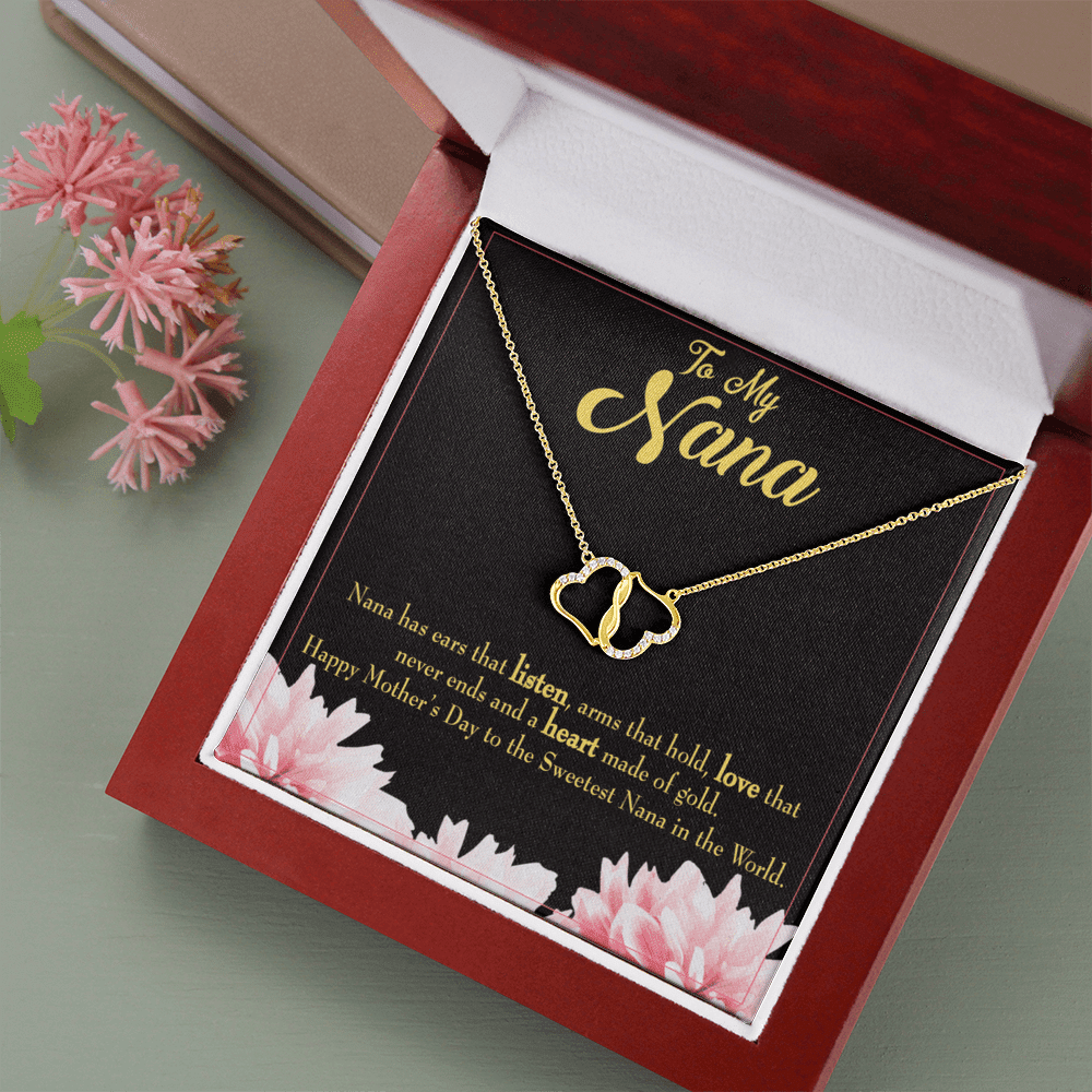 To My Grandma Nana Gfit Eternal Love 10K Solid Gold Heart Necklace Gift Set Diamonds Everlasting Love Luxury Box Gift From Him