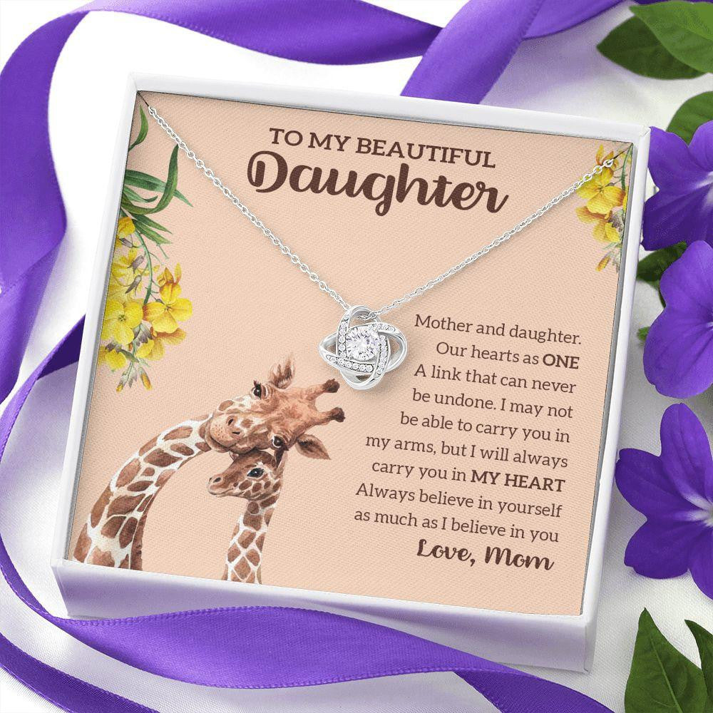 Love Knot Necklace, Gift For Daughter, Our Hearts As One