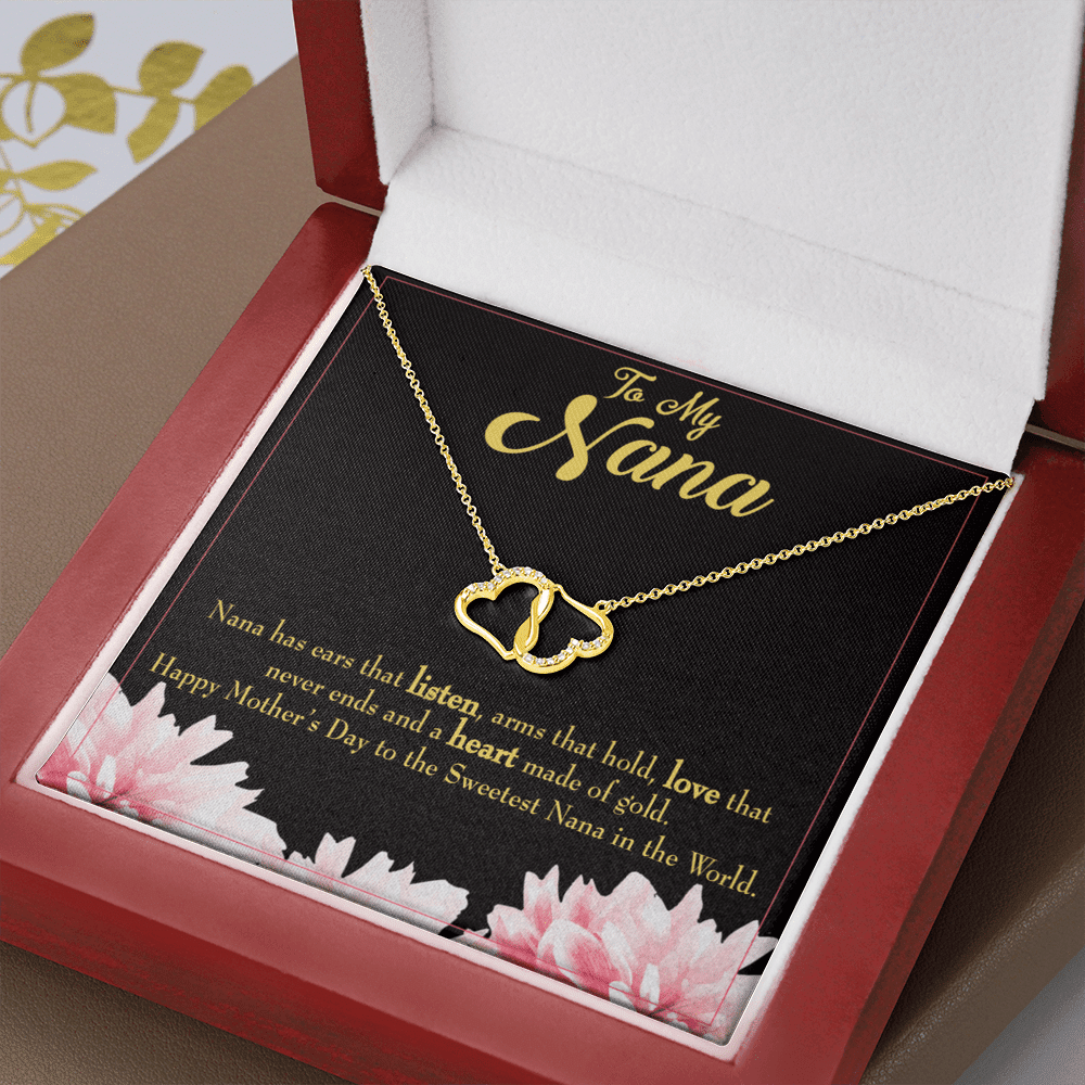 To My Grandma Nana Gfit Eternal Love 10K Solid Gold Heart Necklace Gift Set Diamonds Everlasting Love Luxury Box Gift From Him