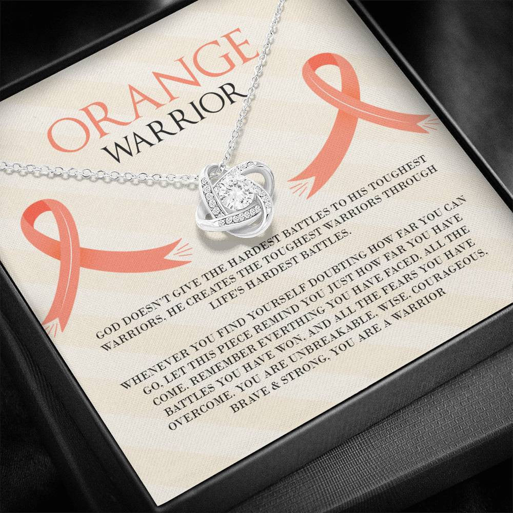Leukemia Orange Warrior - Love Knot Necklace Luxury Birthday Gift For Her