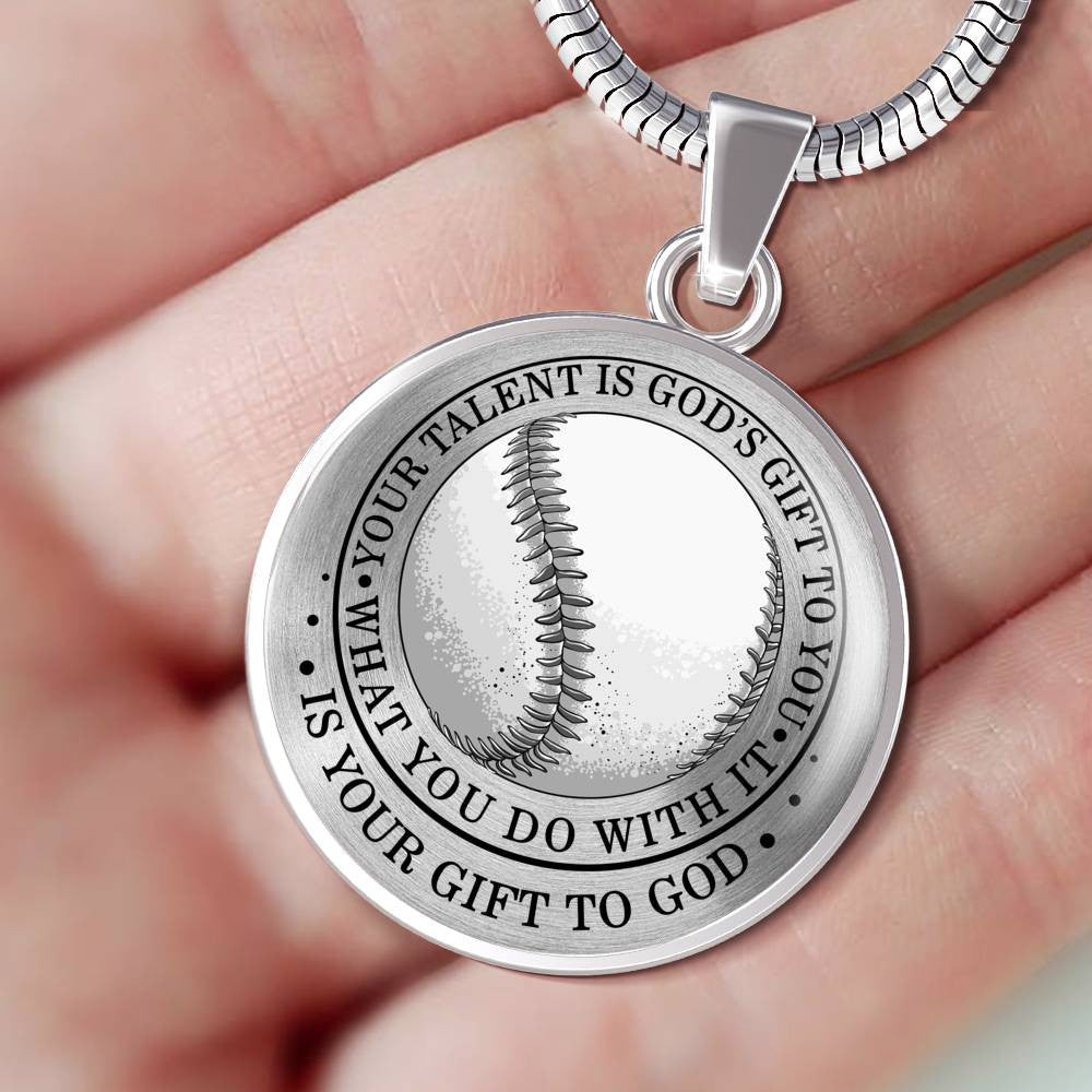 Baseball Player Sports Lover Circle Necklace - Luxury Circle Pendant Necklace Perfect Gift Idea For Her/Him
