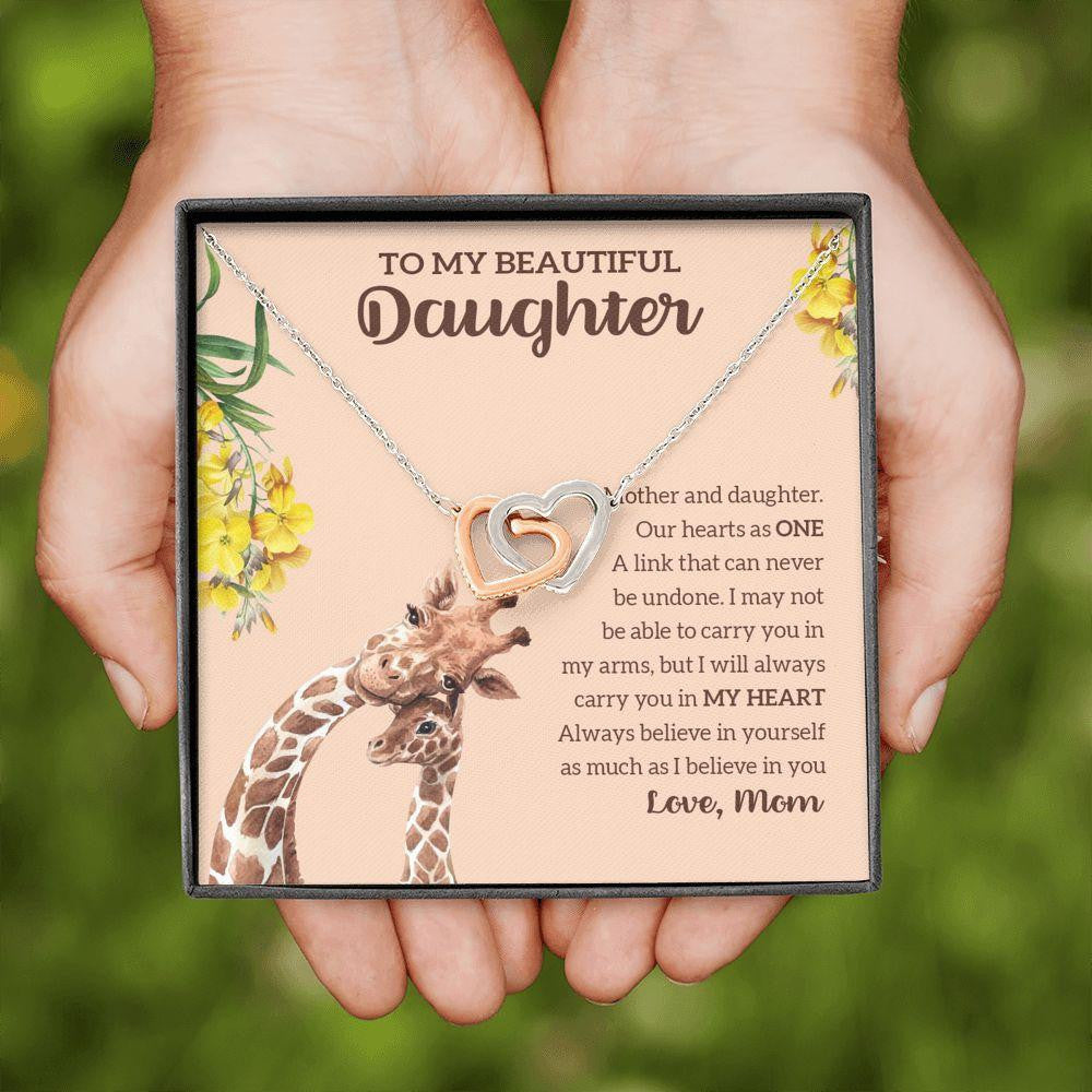 Interlocking Hearts Necklace, Gift for Daughter, Our Hearts As One