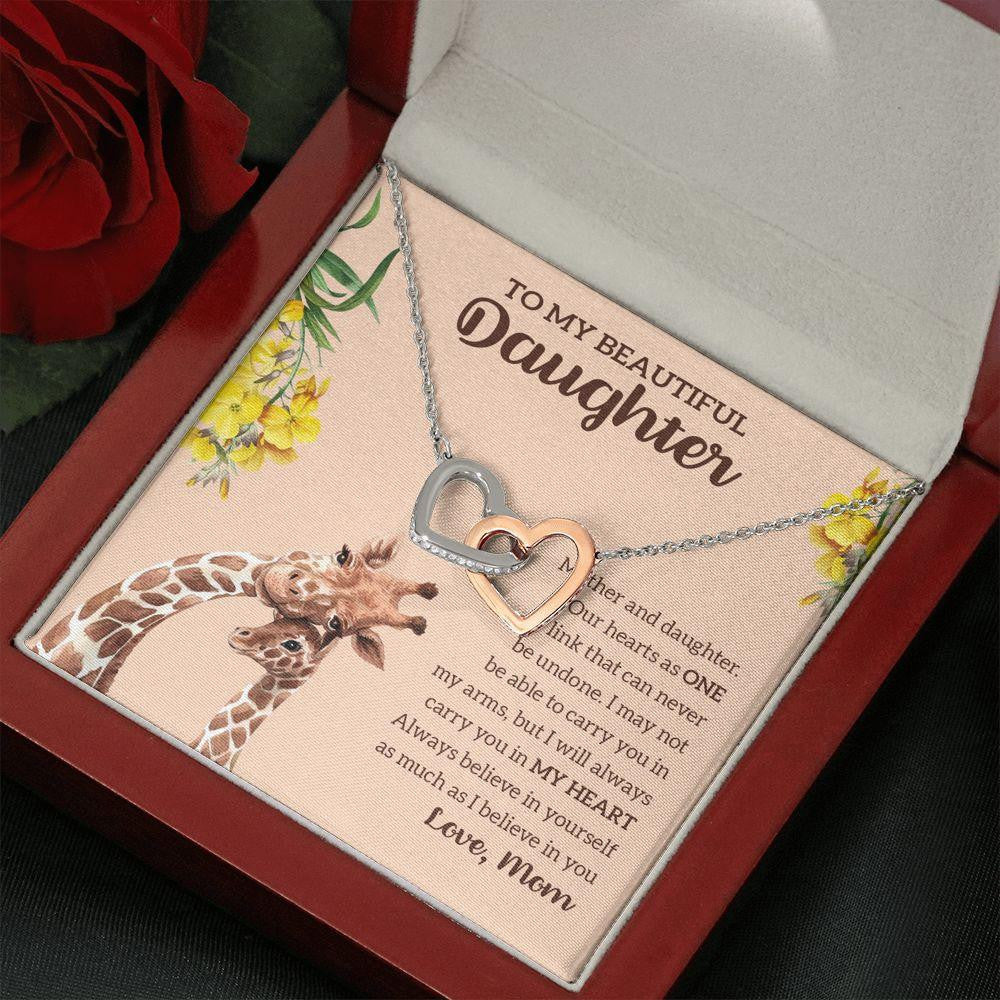 Interlocking Hearts Necklace, Gift for Daughter, Our Hearts As One