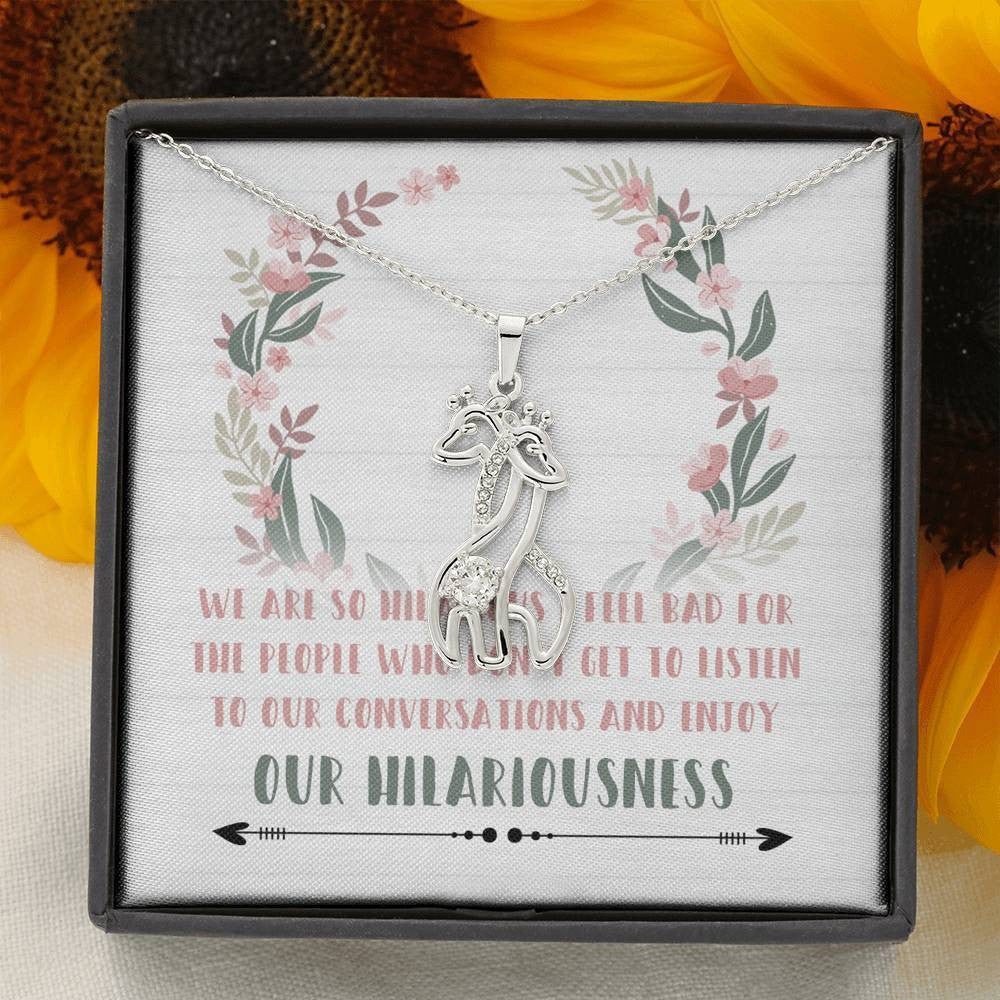 Hilarious Friends, Thanks Gift For Bestie Friend - Graceful Love Giraffe Necklace