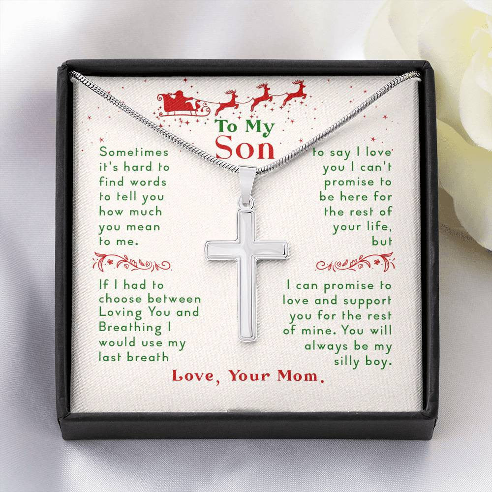 Christmas Gift For Son - Love Message From Mom - Cross Necklace