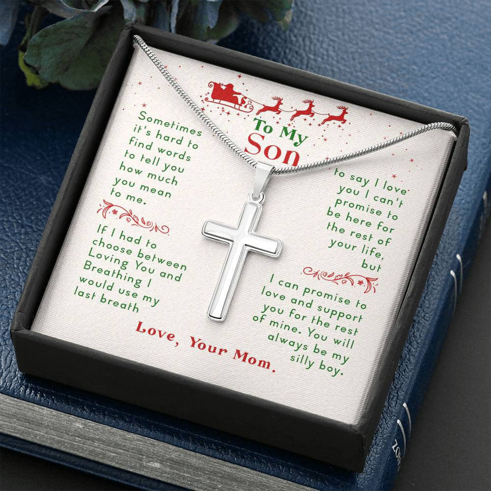 Christmas Gift For Son - Love Message From Mom - Cross Necklace