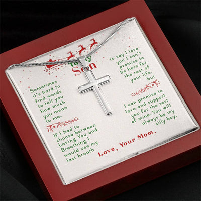 Christmas Gift For Son - Love Message From Mom - Cross Necklace