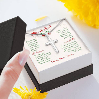 Christmas Gift For Son - Love Message From Mom - Cross Necklace