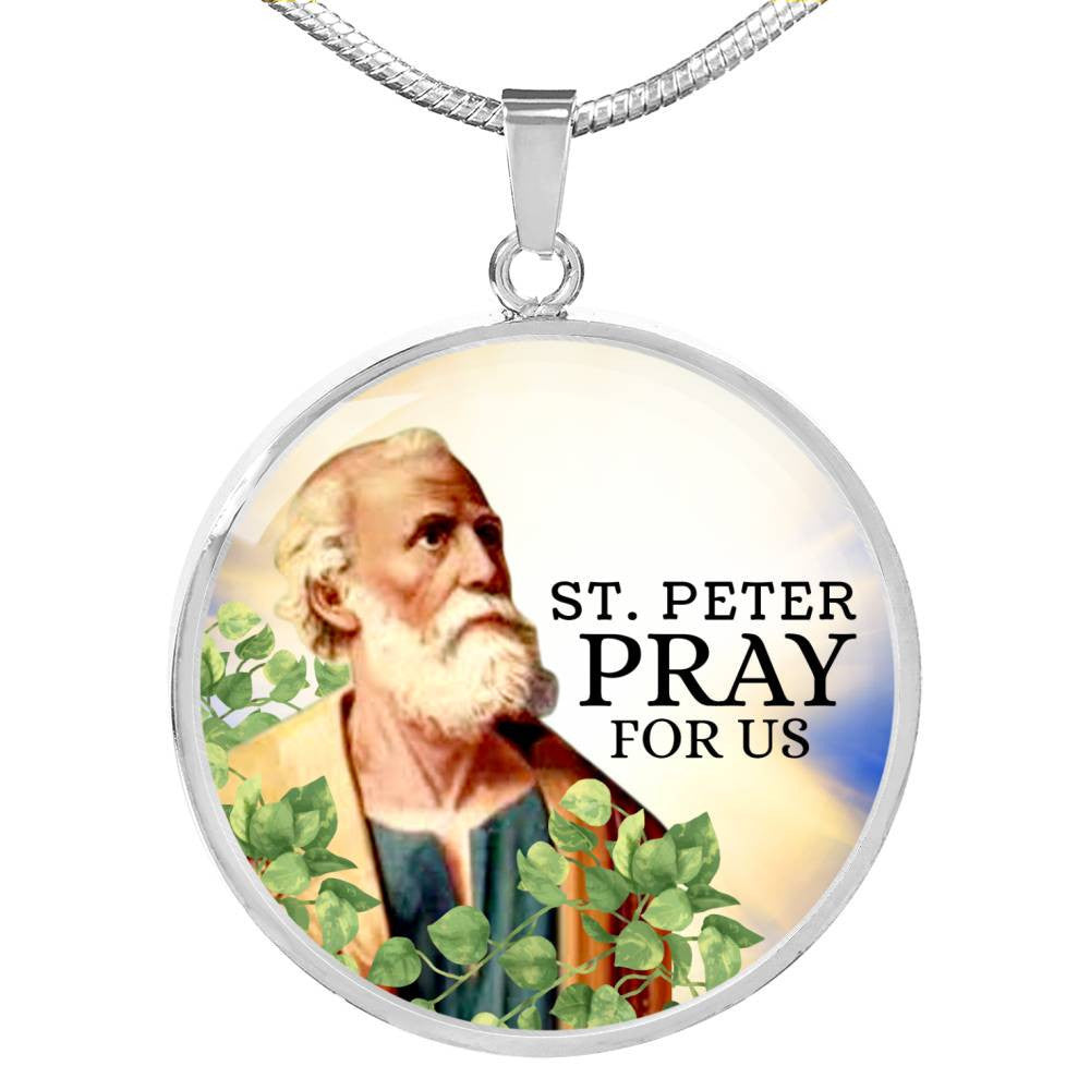 Catholic St. Peter Circle Necklace  - Luxury Circle Pendant Necklace Perfect Gift Idea For Her/Him