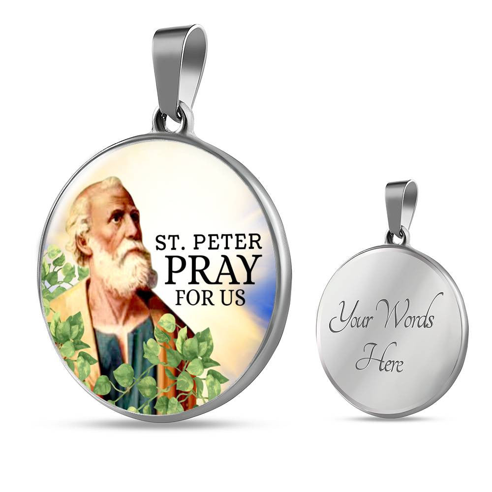 Catholic St. Peter Circle Necklace  - Luxury Circle Pendant Necklace Perfect Gift Idea For Her/Him